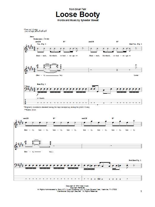 Download Sly & The Family Stone Loose Booty Sheet Music