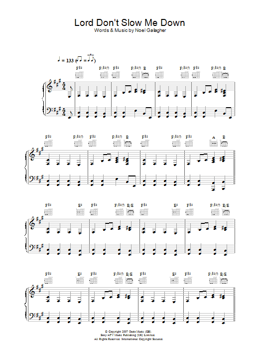 Download Oasis Lord Don't Slow Me Down Sheet Music