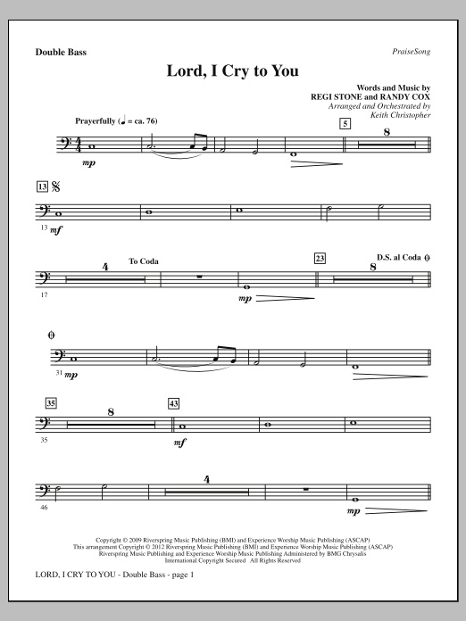 Download Keith Christopher Lord, I Cry To You - Double Bass Sheet Music