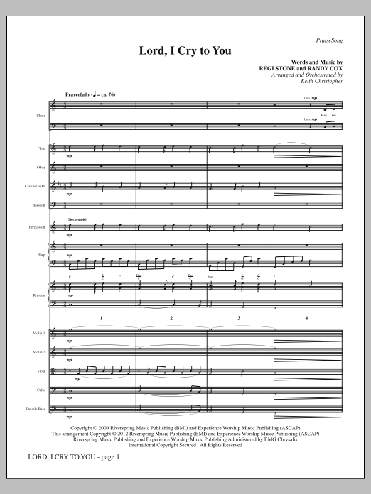 Download Keith Christopher Lord, I Cry To You - Full Score Sheet Music