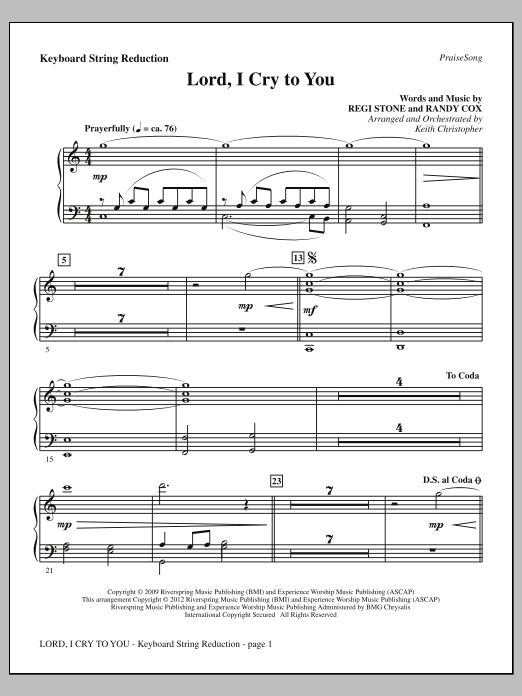 Download Keith Christopher Lord, I Cry To You - Keyboard String Re Sheet Music