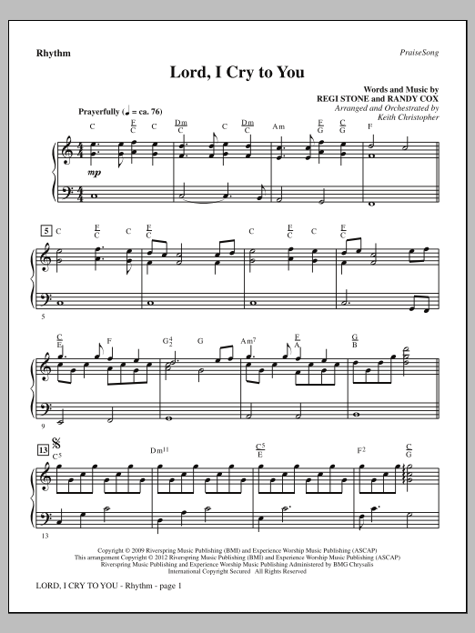 Download Keith Christopher Lord, I Cry To You - Rhythm Sheet Music