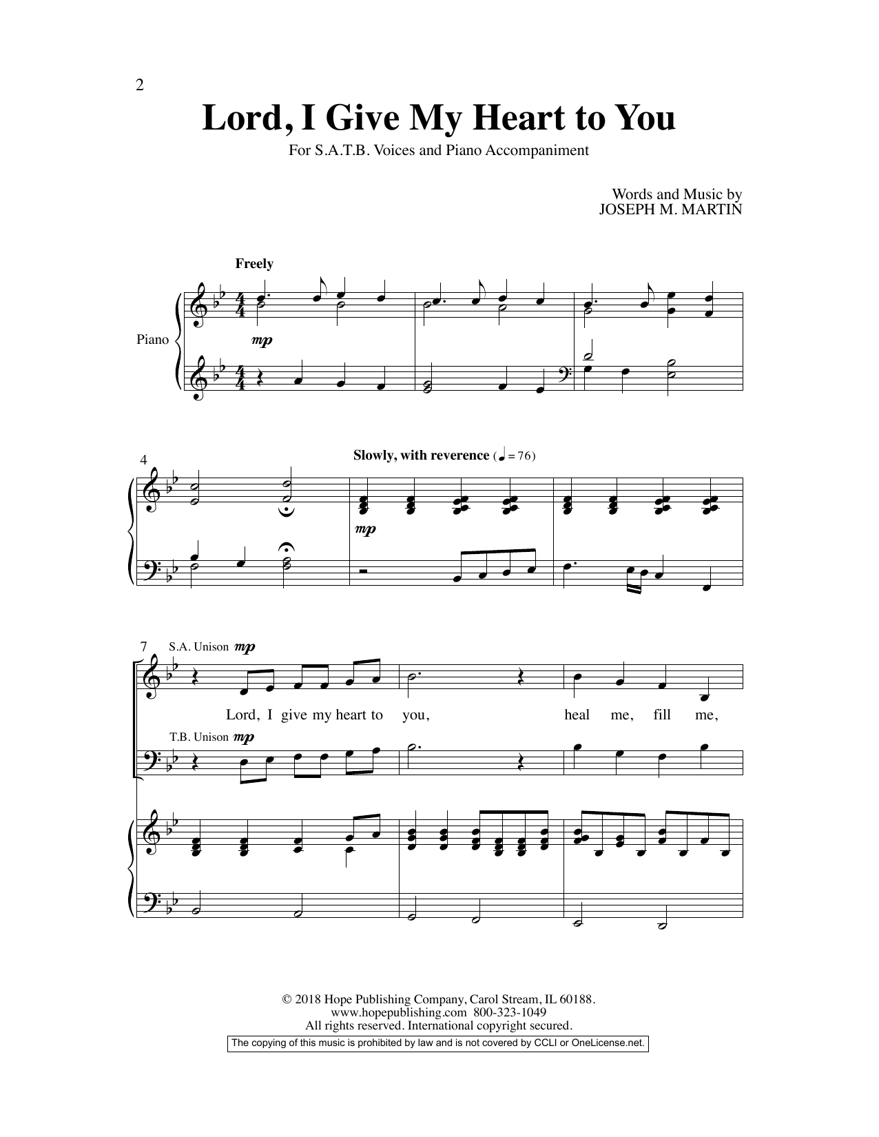 Download Joseph M. Martin Lord, I Give My Heart To You Sheet Music