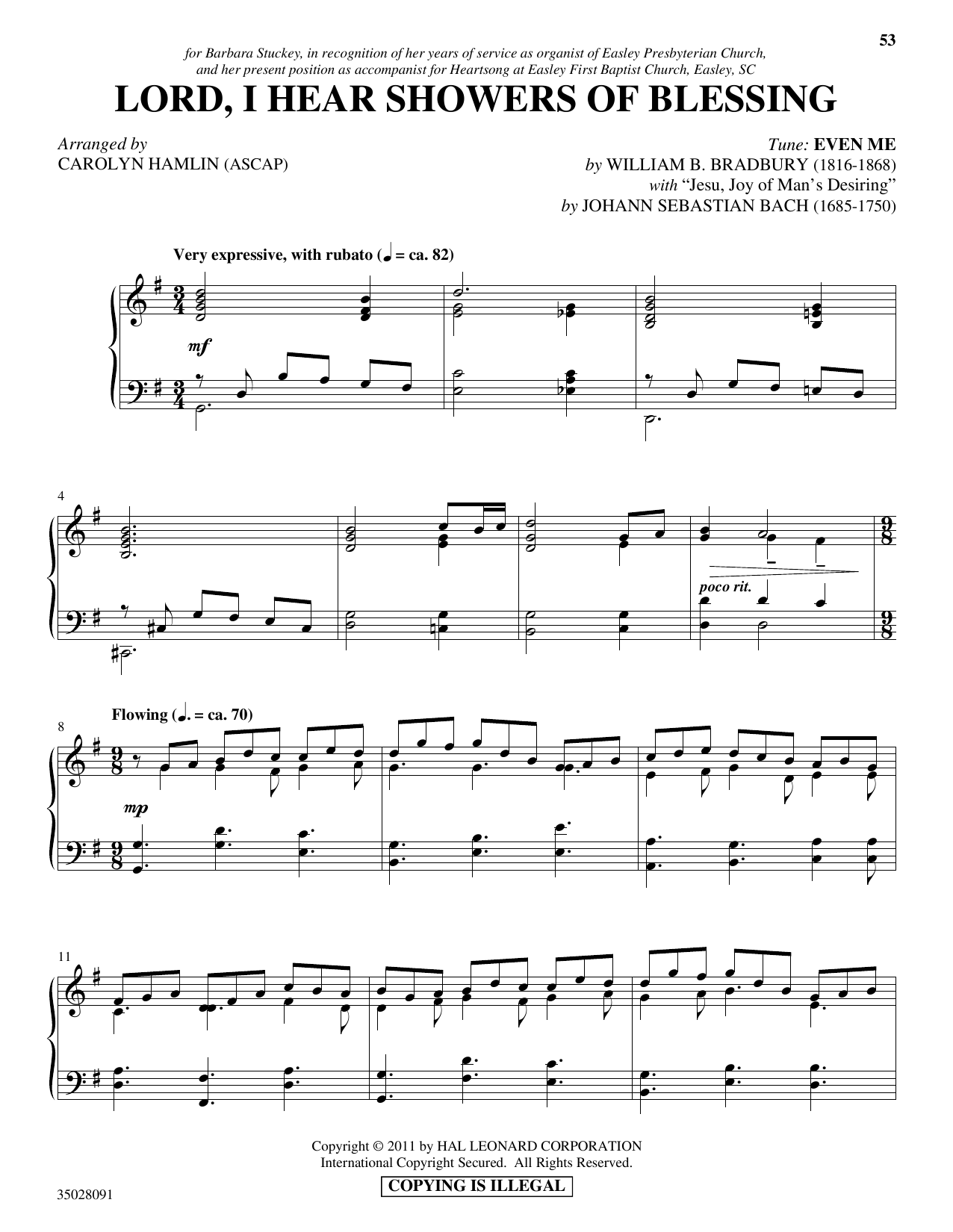 Download Carolyn Hamlin Lord, I Hear Showers Of Blessing (with Sheet Music