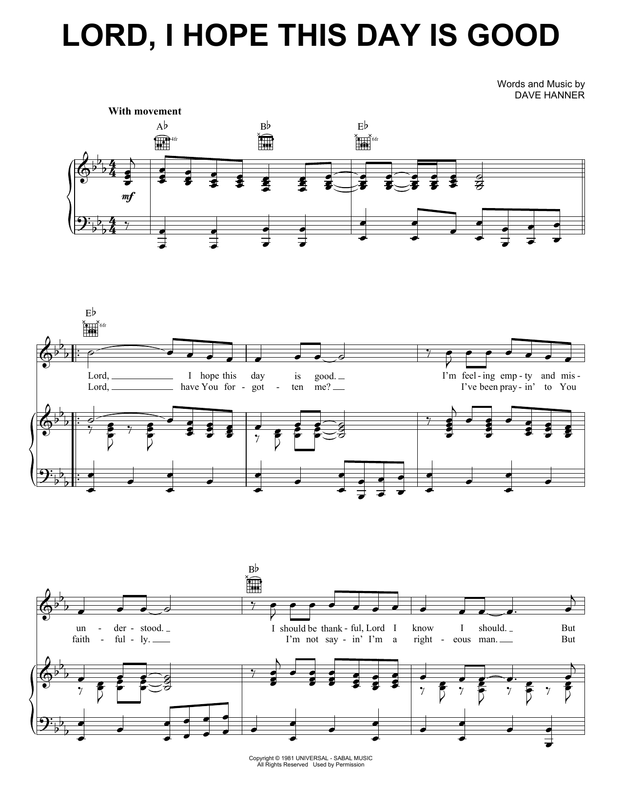 Download Don Williams Lord, I Hope This Day Is Good Sheet Music