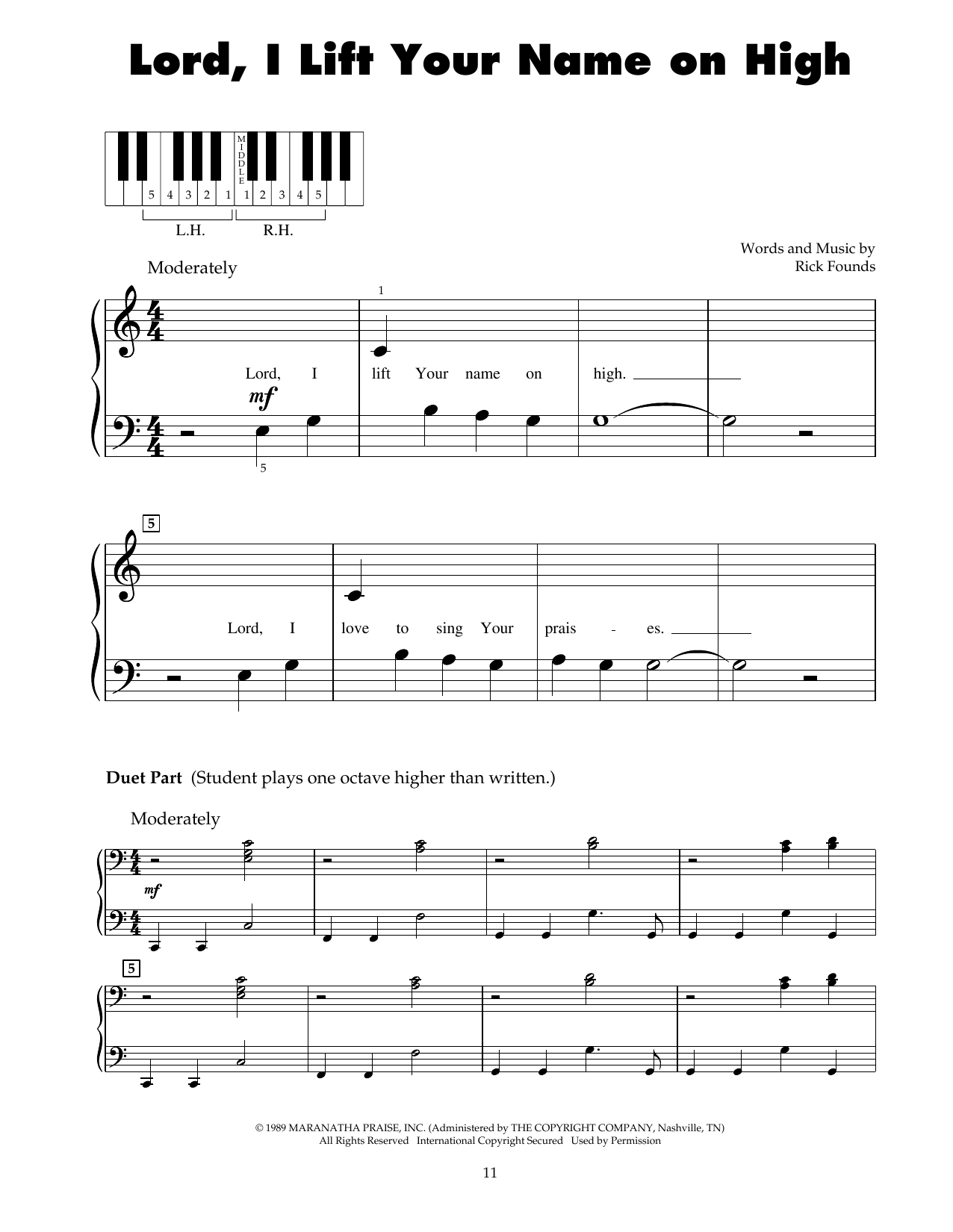 Download Rick Founds Lord, I Lift Your Name On High Sheet Music