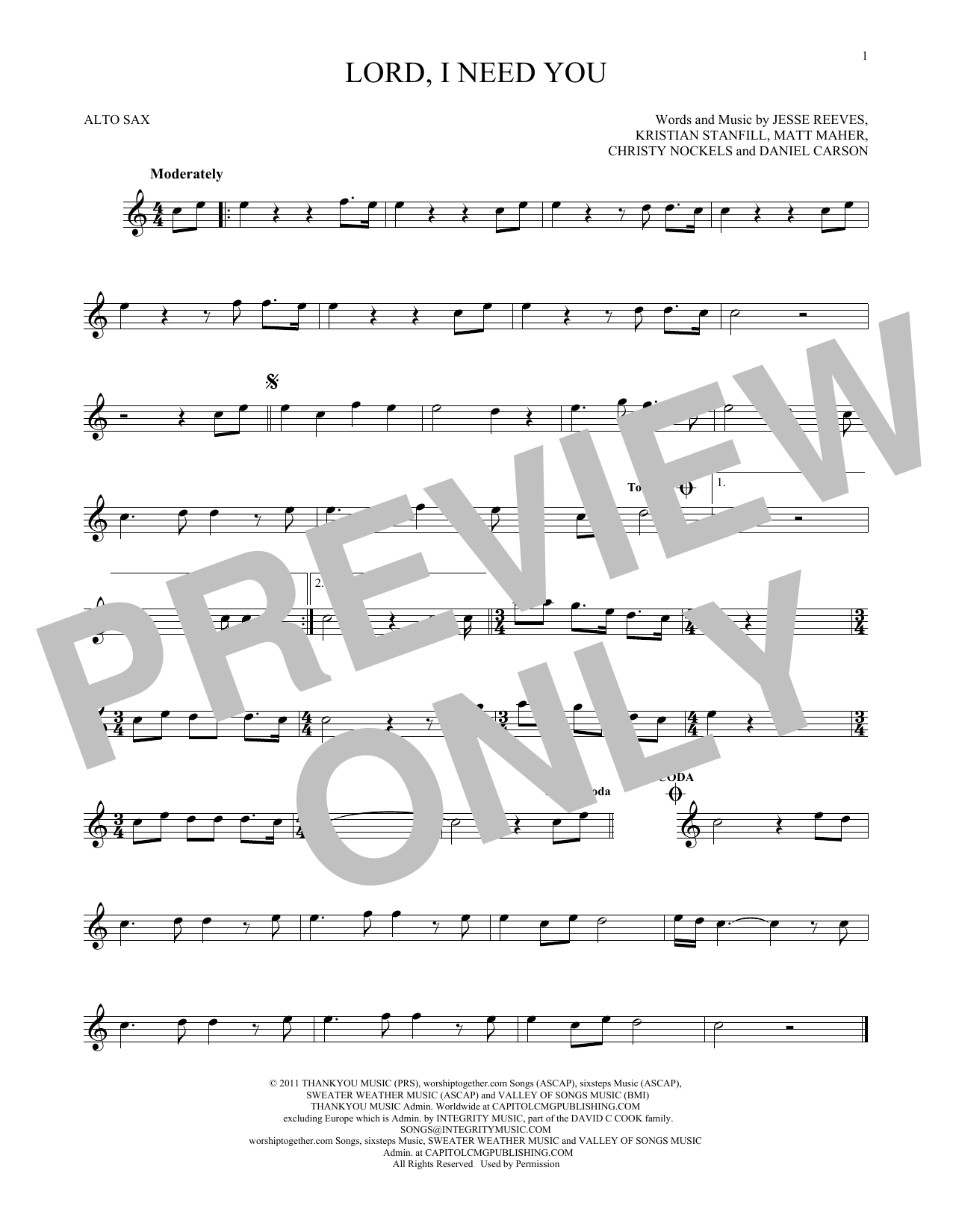 Matt Maher Lord, I Need You sheet music notes printable PDF score
