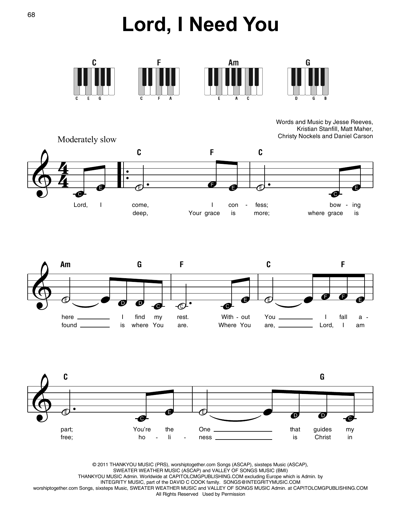 Download Chris Tomlin Lord, I Need You Sheet Music