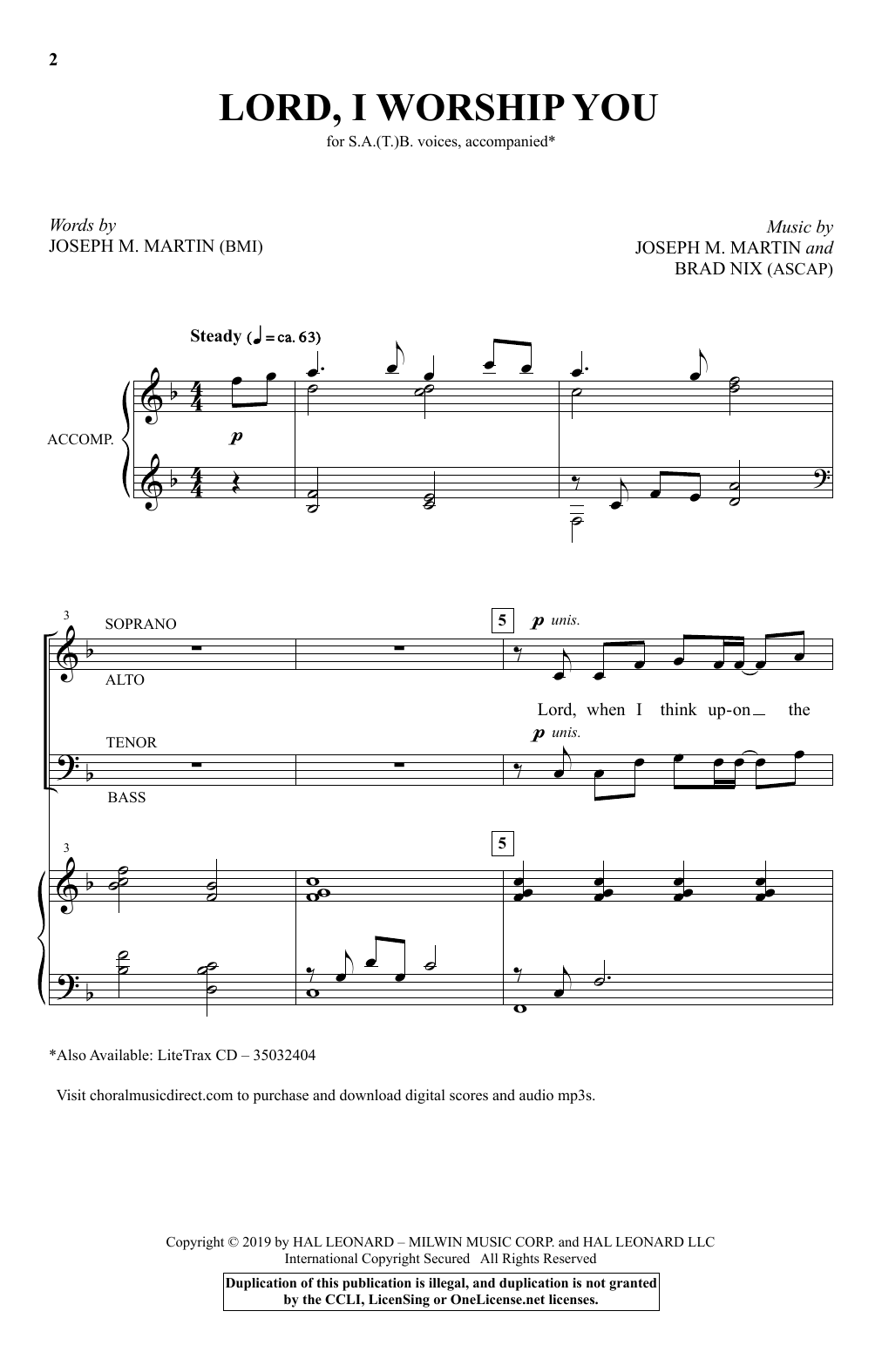 Download Joseph M. Martin & Brad Nix Lord, I Worship You Sheet Music