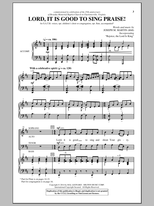 Download Joseph M. Martin Lord, It Is Good To Sing Praise! Sheet Music