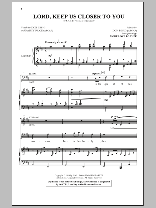 Download Don Besig Lord, Keep Us Closer To You Sheet Music