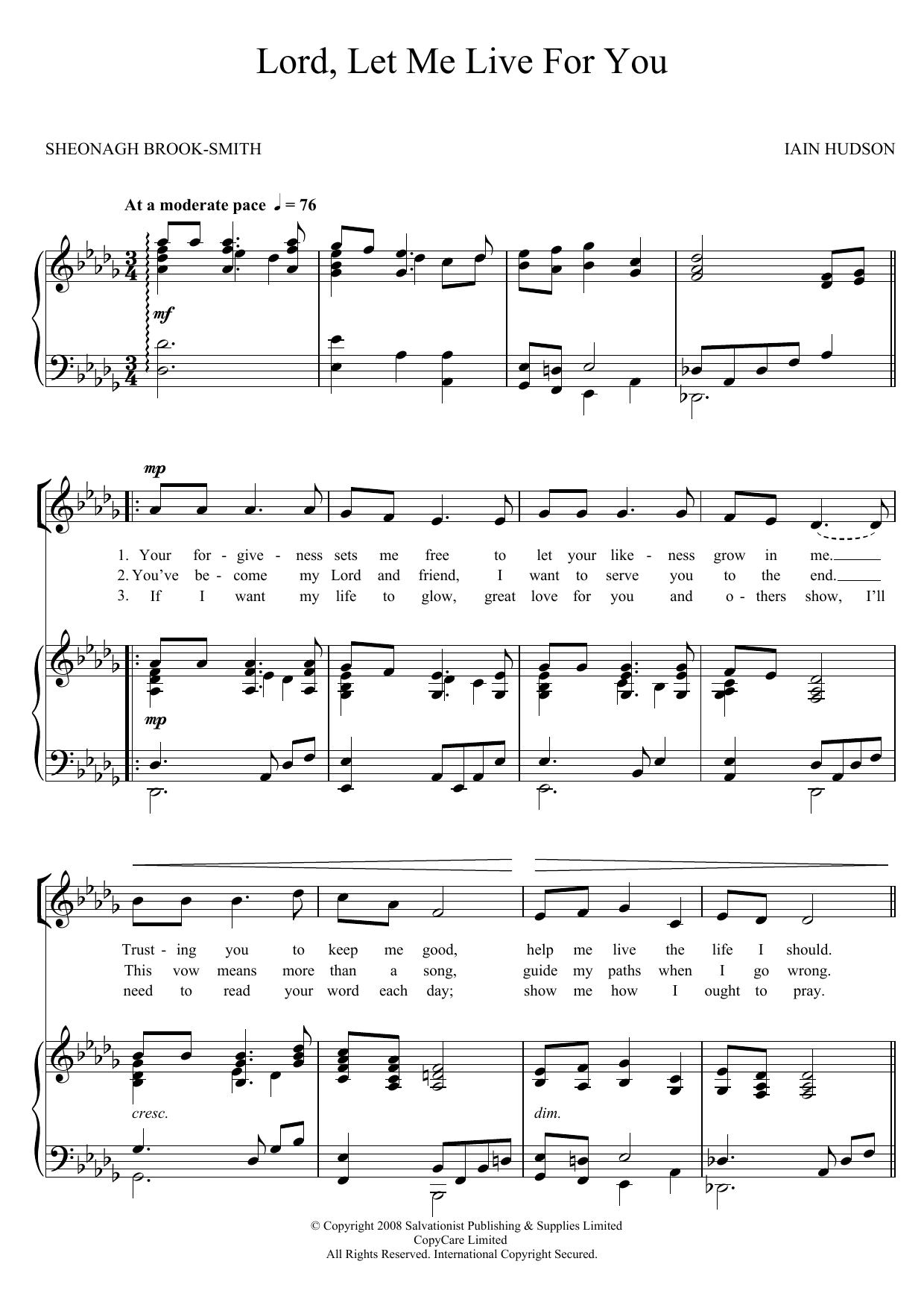 Download The Salvation Army Lord, Let Me Live For You Sheet Music