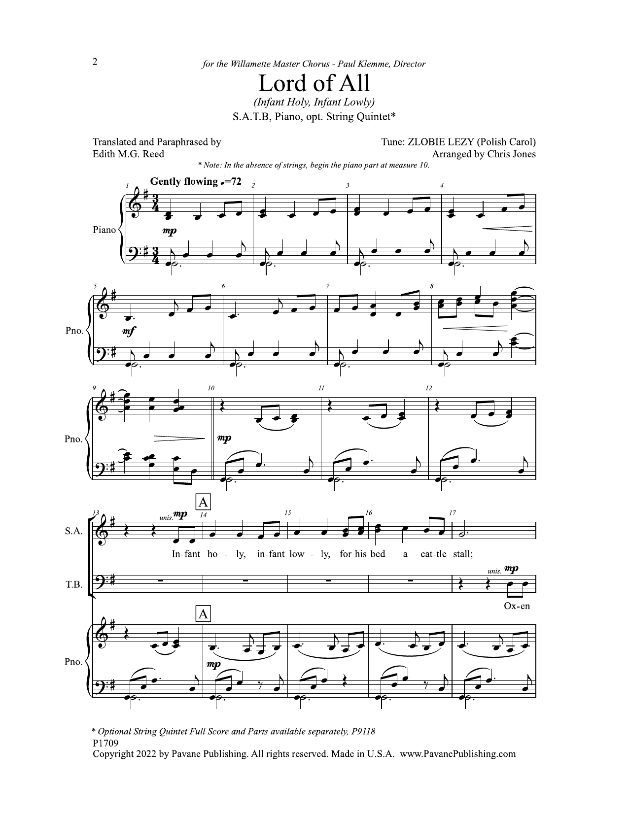 Download Chris Jones Lord Of All (Infant Holy, Infant Lowly) Sheet Music