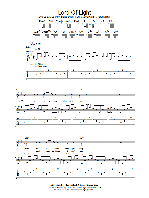 Download Iron Maiden Lord Of Light Sheet Music