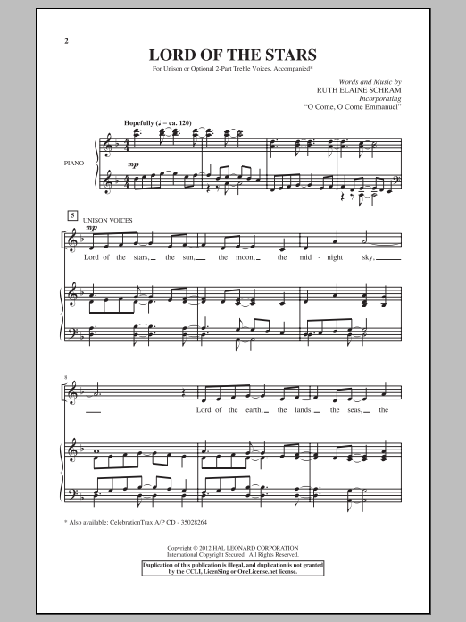 Download Ruth Elaine Schram Lord Of The Stars Sheet Music