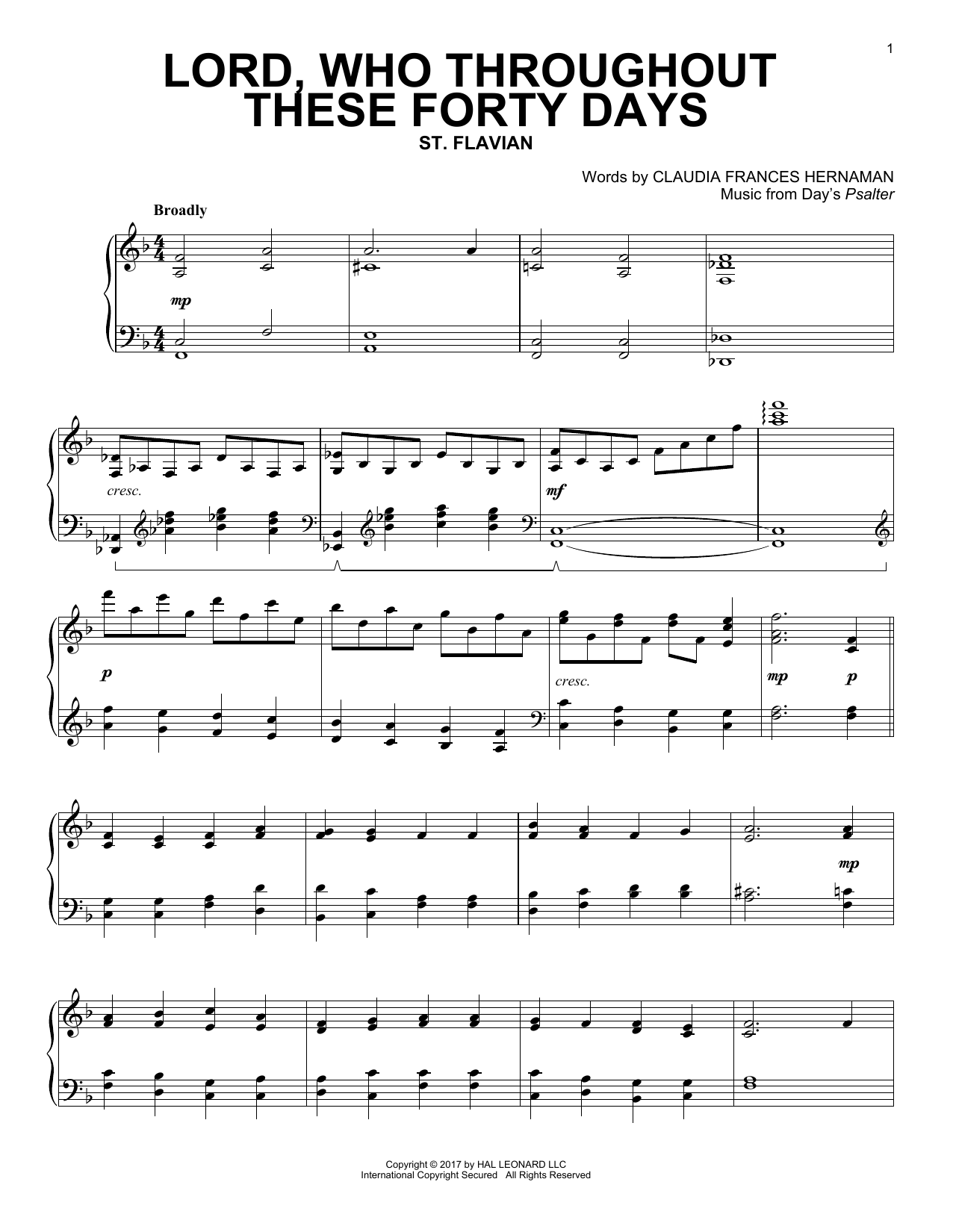 Download Claudia Frances Hernaman Lord, Who Throughout These Forty Days Sheet Music