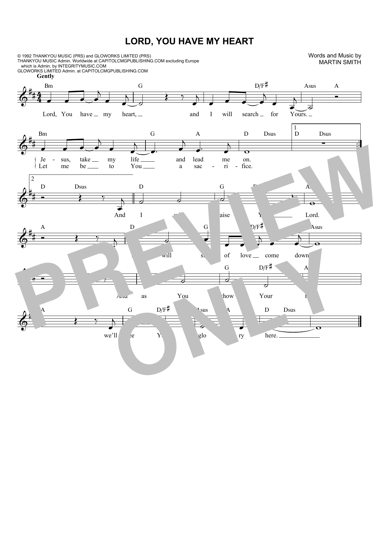 Download Martin Smith Lord, You Have My Heart Sheet Music