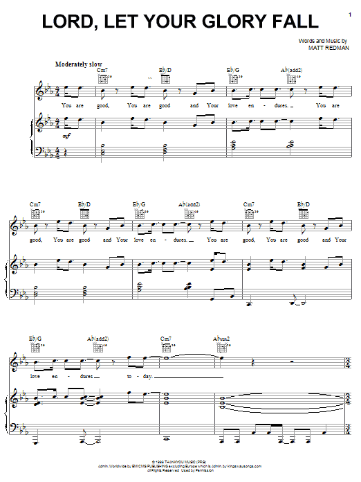 Matt Redman Lord, Let Your Glory Fall sheet music notes printable PDF score