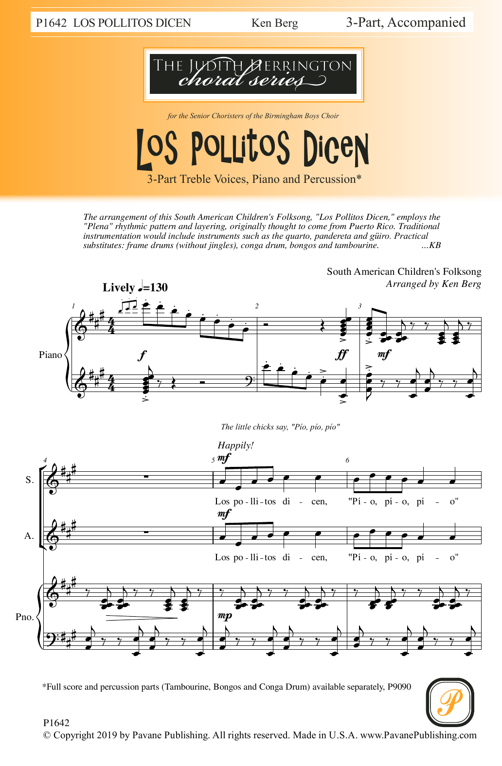 Download South American Children's Folksong Los Pollitos Dicen (Ken Berg) Sheet Music