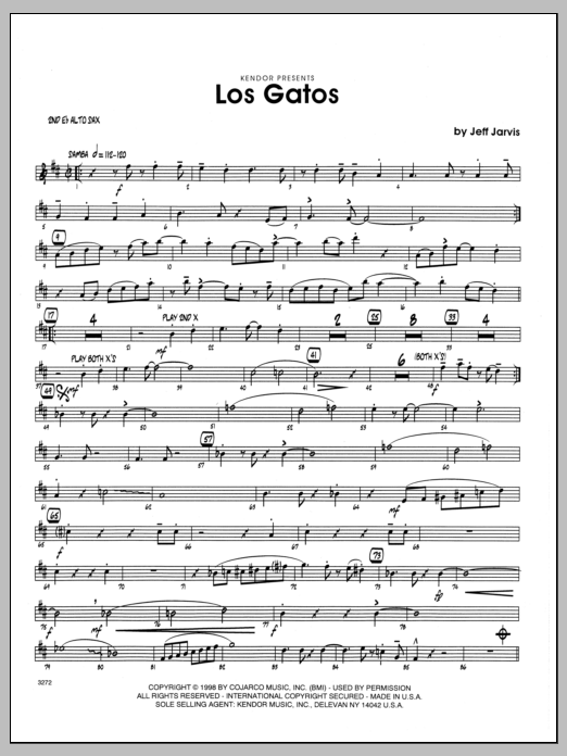 Download Jeff Jarvis Los Gatos - 2nd Eb Alto Saxophone Sheet Music