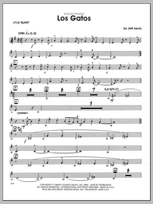 Download Jeff Jarvis Los Gatos - 4th Bb Trumpet Sheet Music