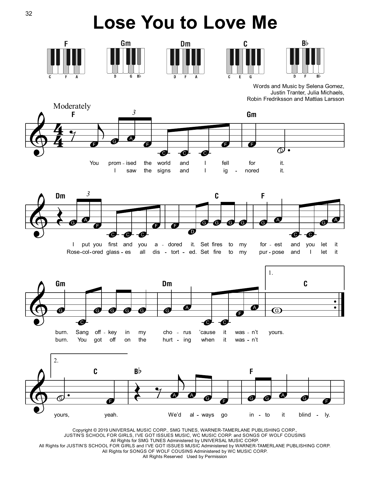Download Selena Gomez Lose You To Love Me Sheet Music