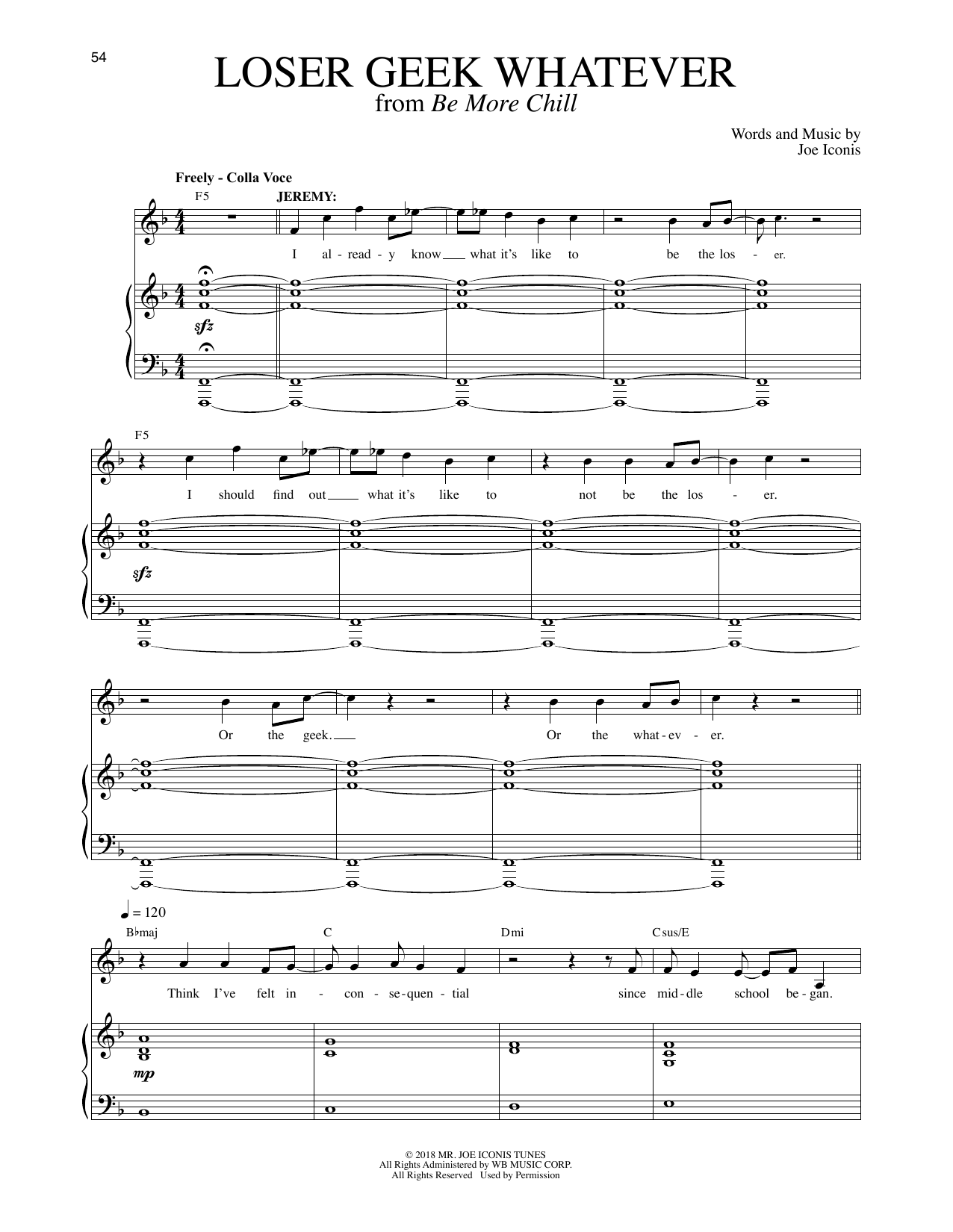 Download Joe Iconis Loser Geek Whatever (from Be More Chill Sheet Music