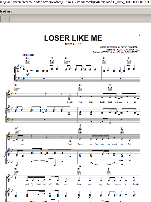 Download Glee Cast Loser Like Me Sheet Music