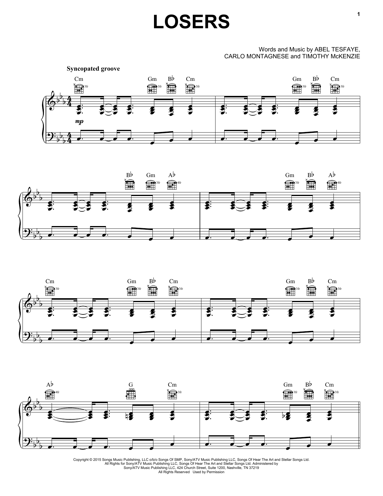 Download The Weeknd Losers Sheet Music