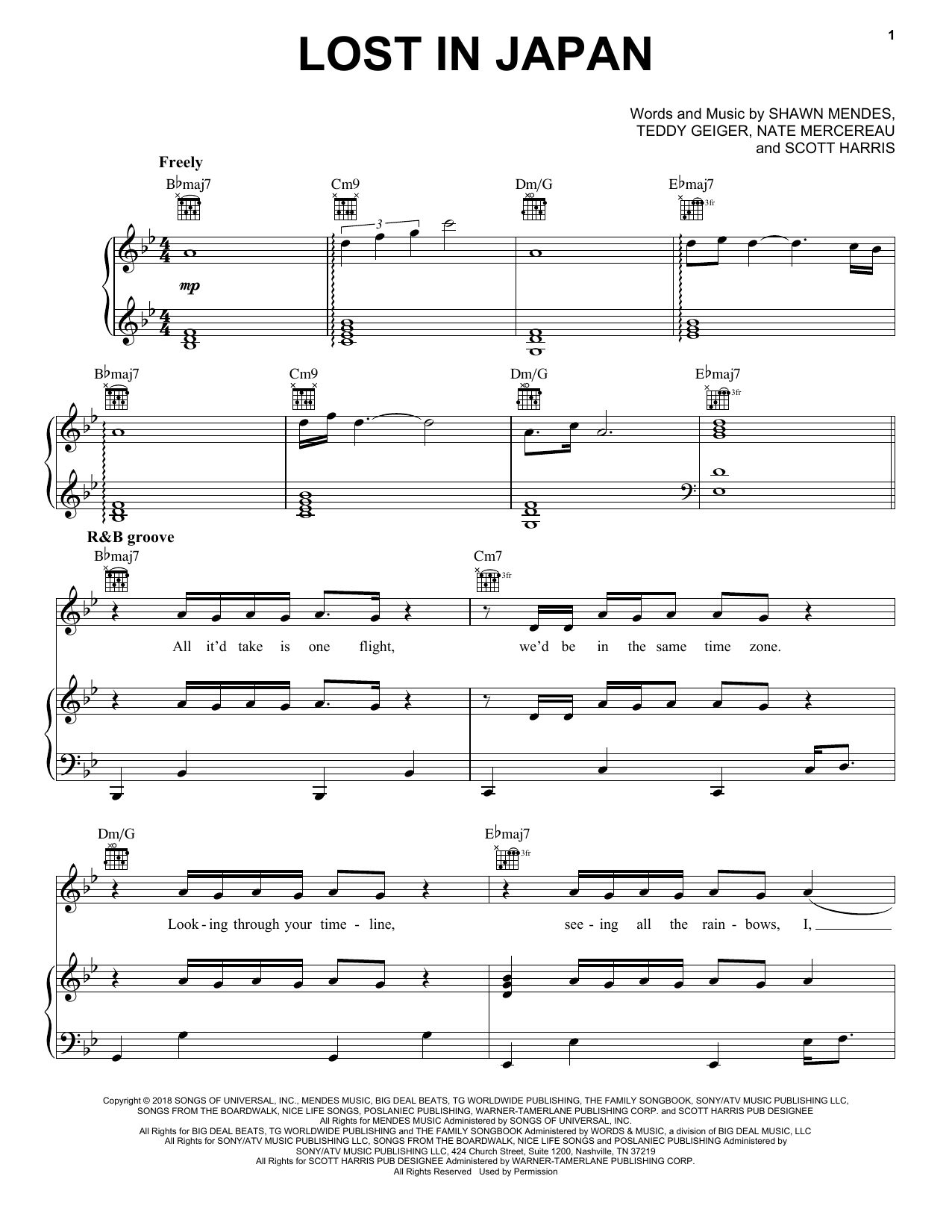 Download Shawn Mendes Lost In Japan Sheet Music