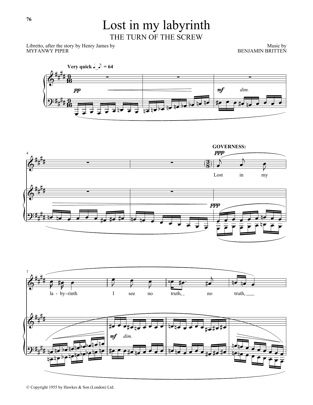 Download Benjamin Britten Lost in my labyrinth (from The Turn Of Sheet Music