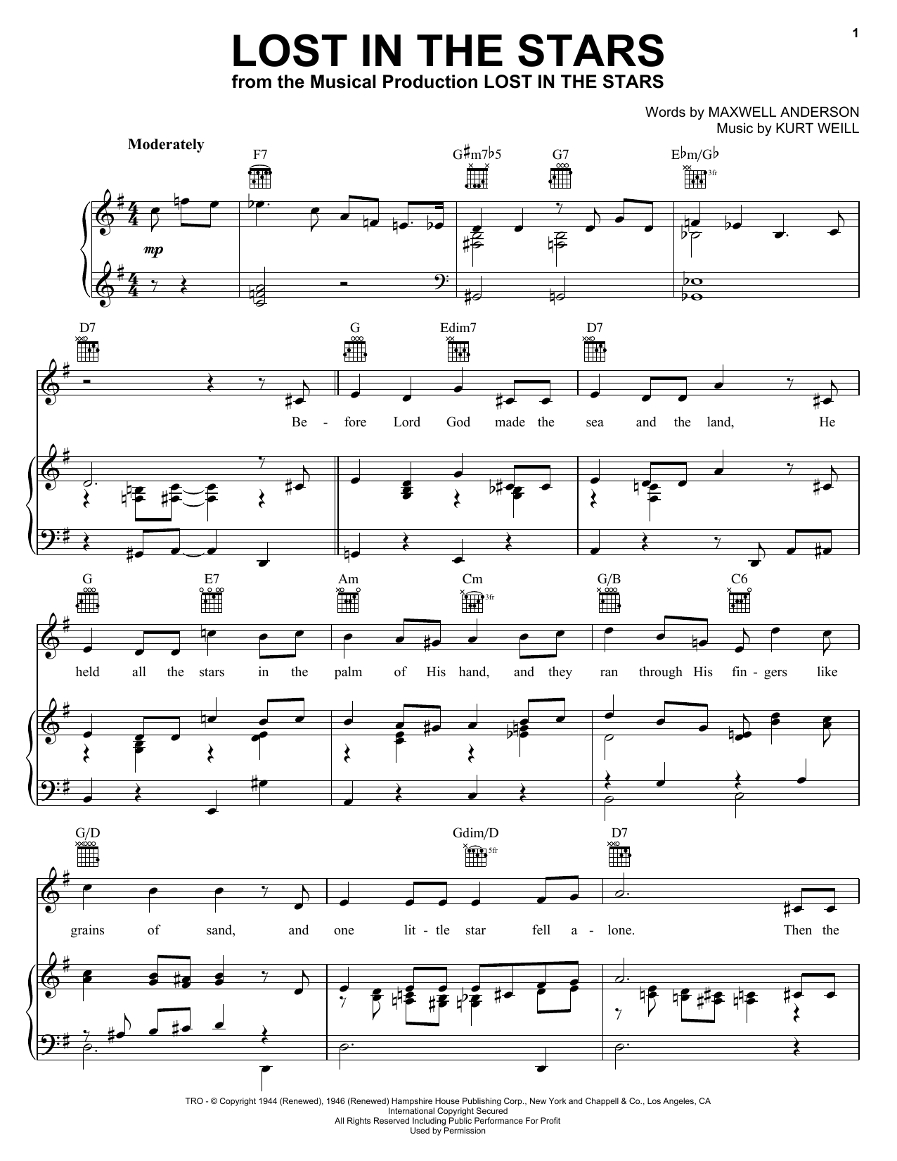 Download Frank Sinatra Lost In The Stars Sheet Music