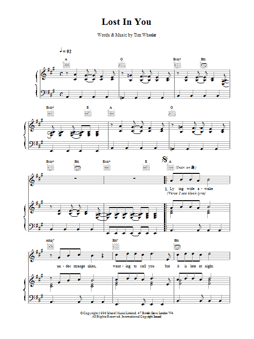 Download Ash Lost in You Sheet Music