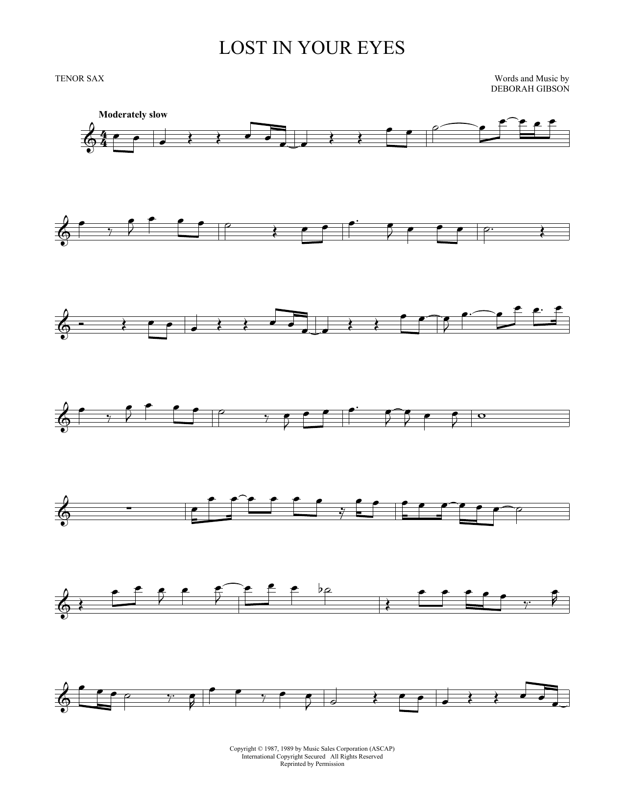 Download Debbie Gibson Lost In Your Eyes Sheet Music
