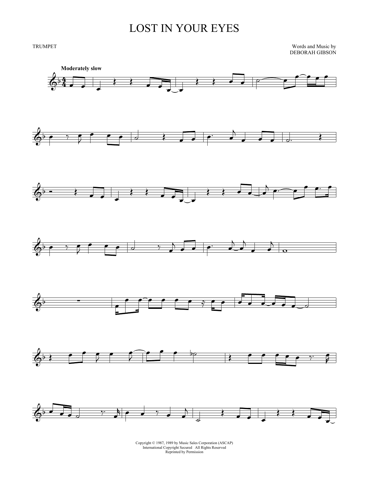 Download Debbie Gibson Lost In Your Eyes Sheet Music