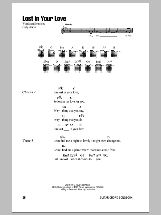 Download Carly Simon Lost In Your Love Sheet Music
