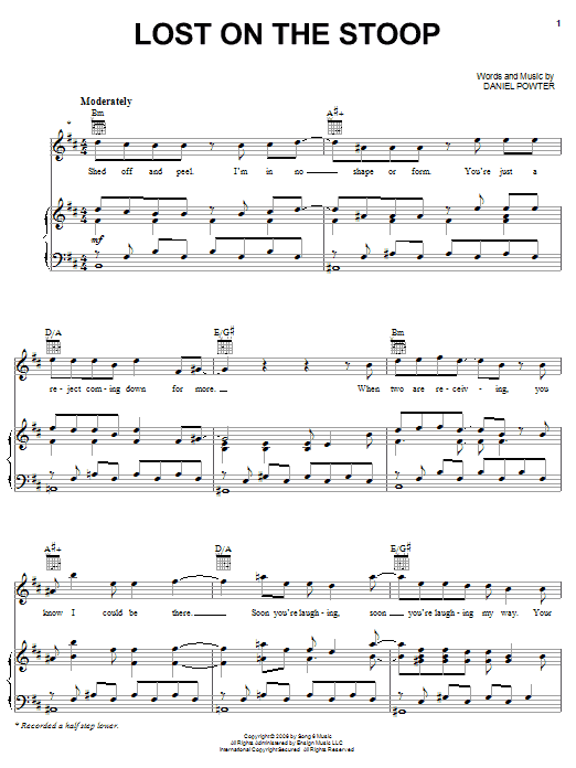 Download Daniel Powter Lost On The Stoop Sheet Music