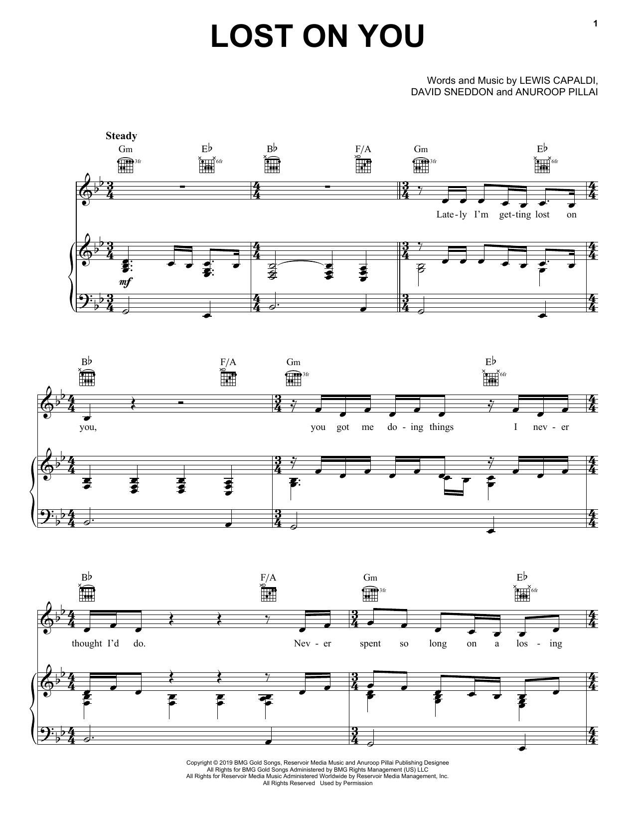 Download Lewis Capaldi Lost On You Sheet Music