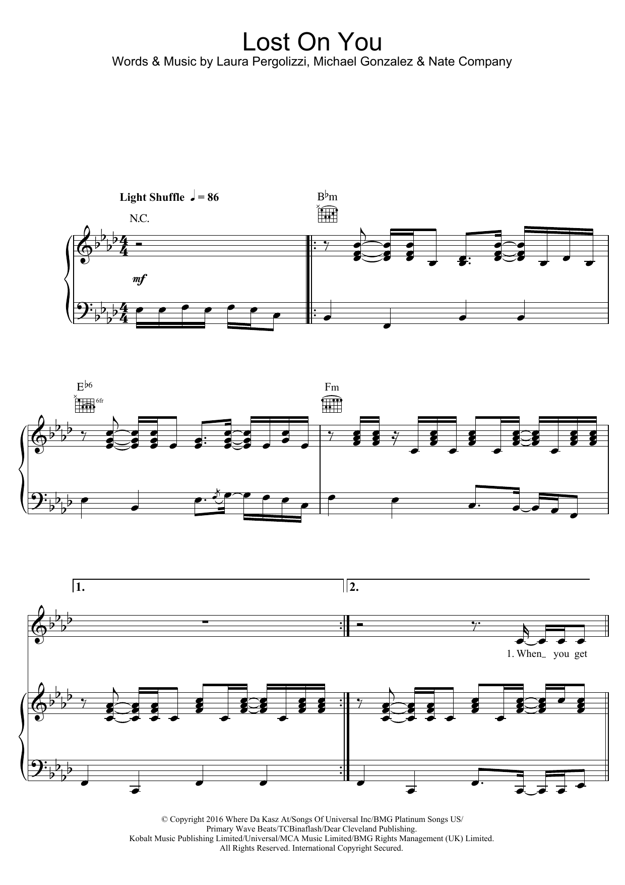 Download LP Lost On You Sheet Music