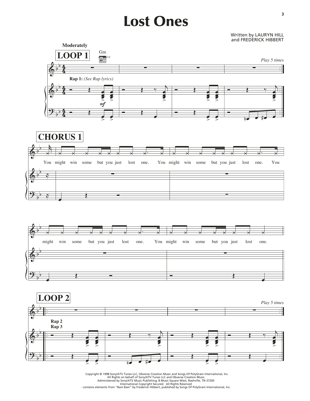 Download Lauryn Hill Lost Ones Sheet Music