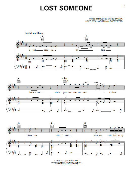 Download James Brown Lost Someone Sheet Music
