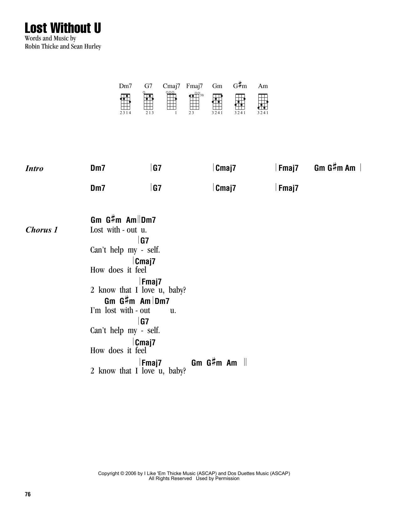 Download Robin Thicke Lost Without U Sheet Music