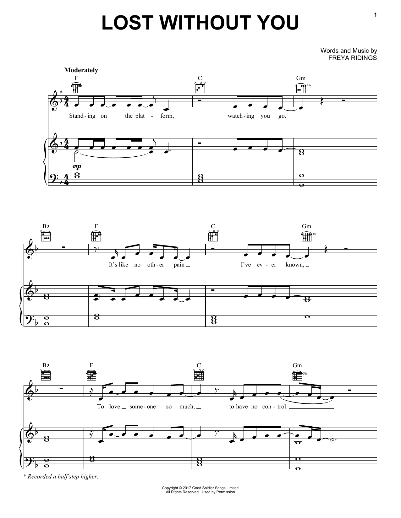 Download Freya Ridings Lost Without You Sheet Music