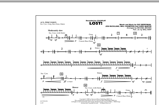 Download Michael Brown Lost! - Aux Percussion Sheet Music