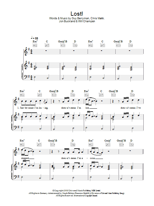 Download Coldplay Lost! Sheet Music