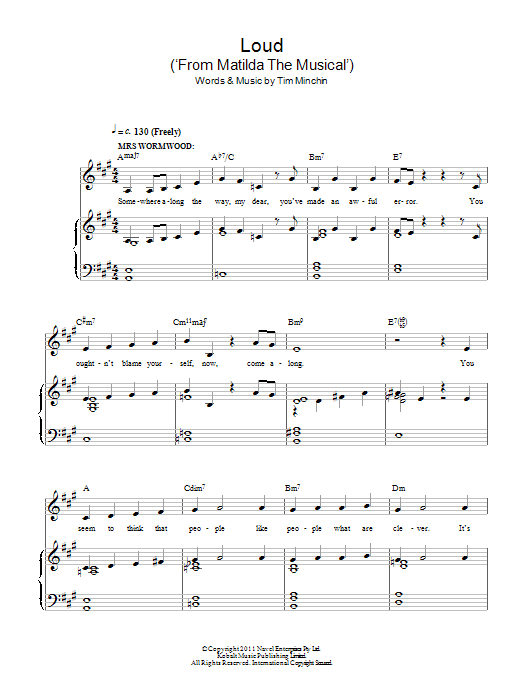 Download Tim Minchin Loud (From 'Matilda The Musical') Sheet Music