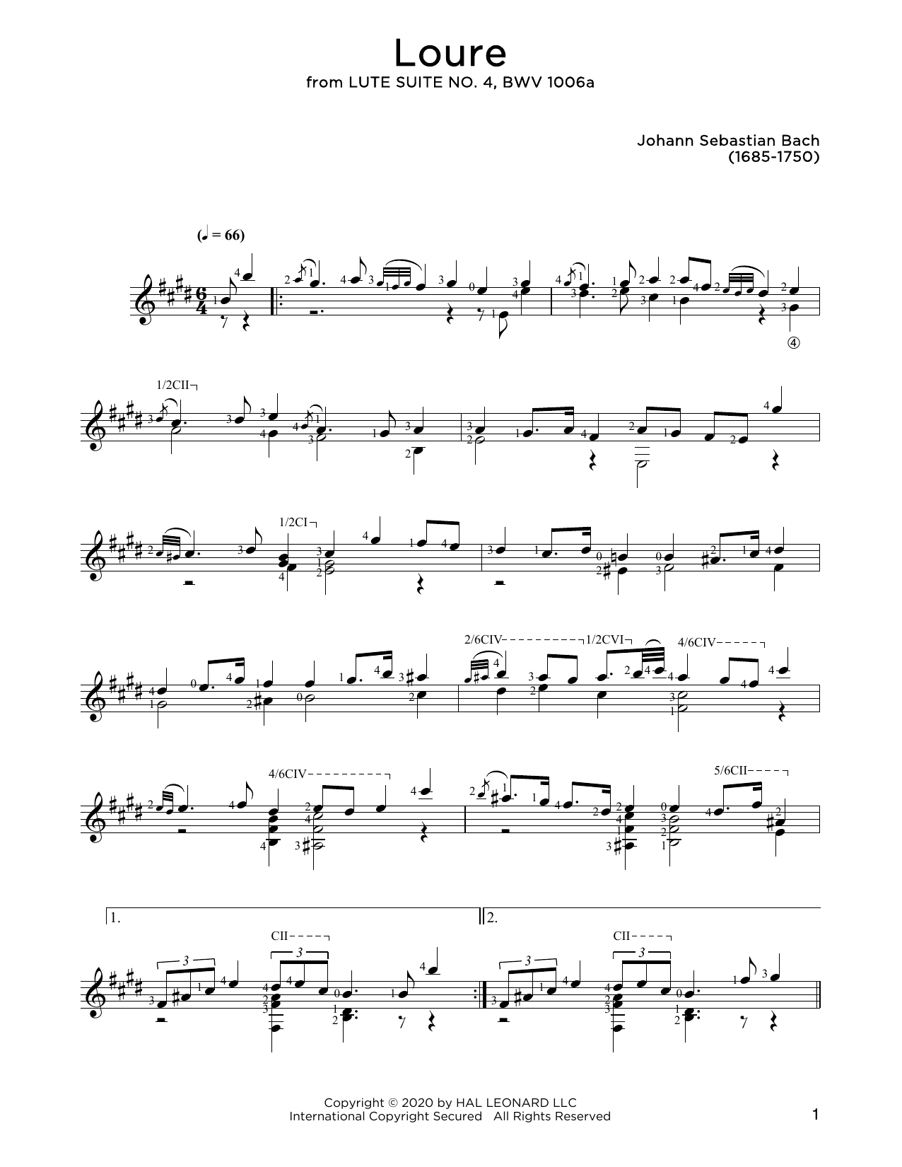 Download Johann Sebastian Bach Loure Sheet Music