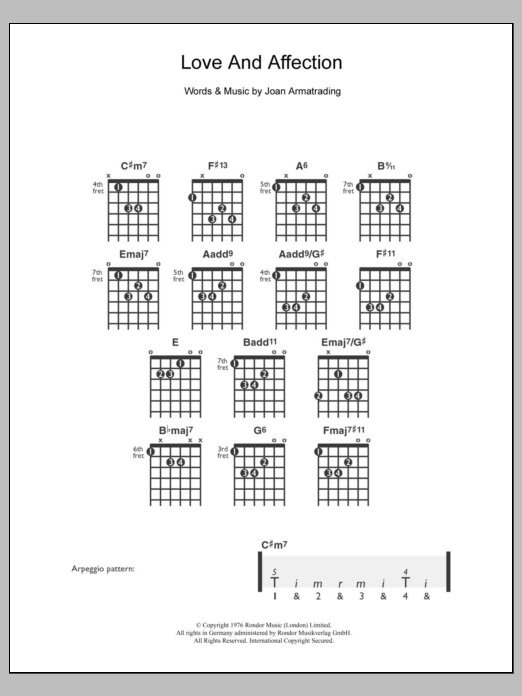 Download Joan Armatrading Love And Affection Sheet Music