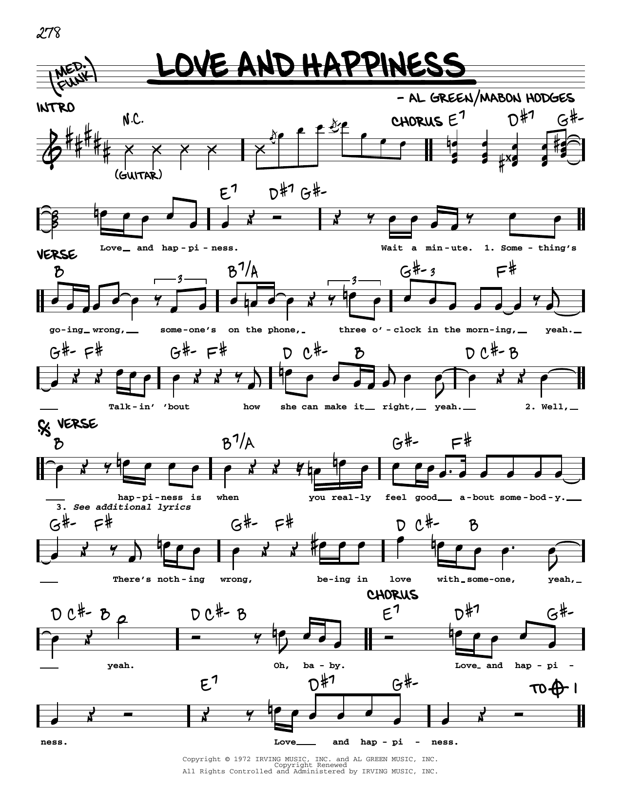 Download Al Green Love And Happiness Sheet Music