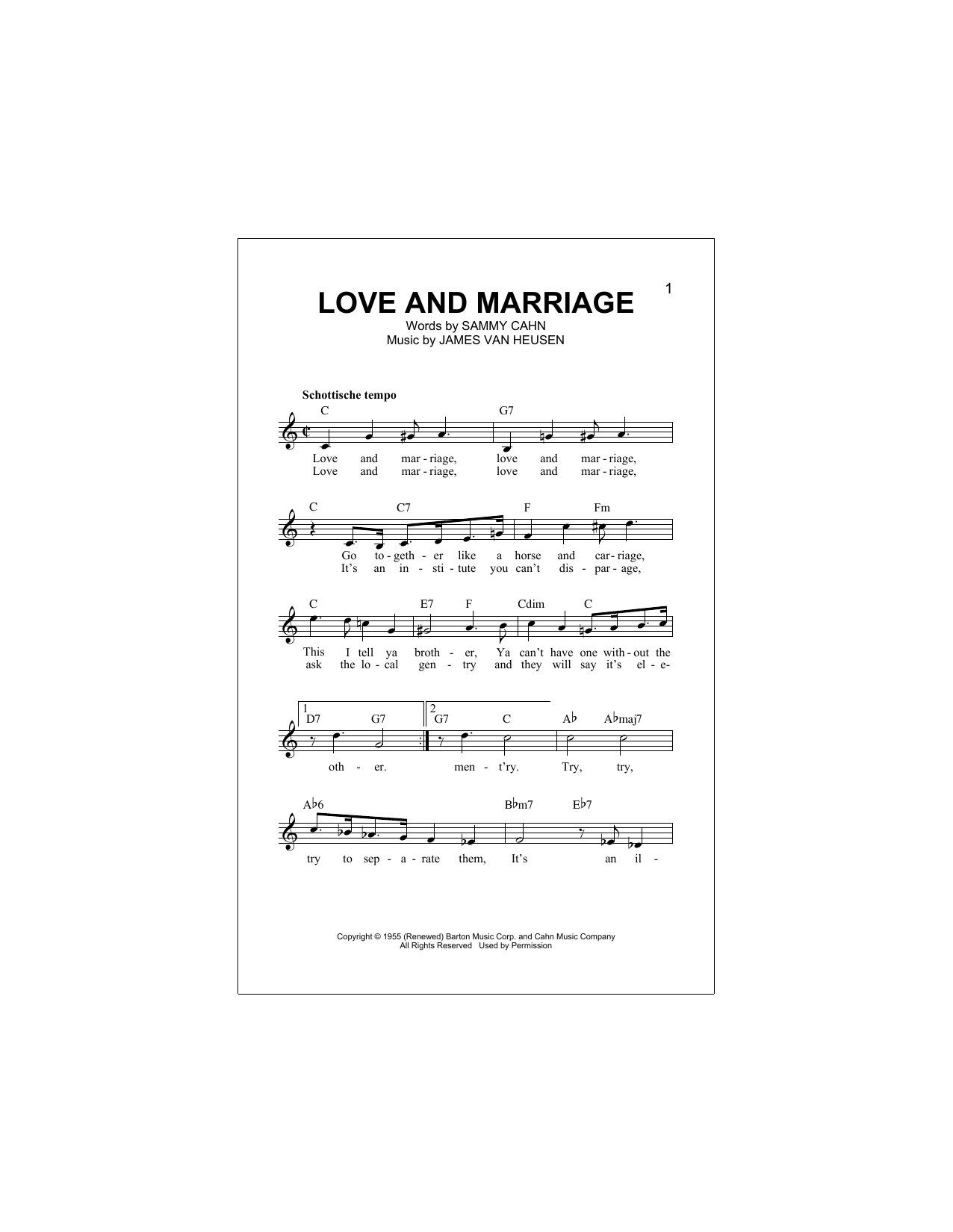 Download James Van Heusen Love And Marriage Sheet Music